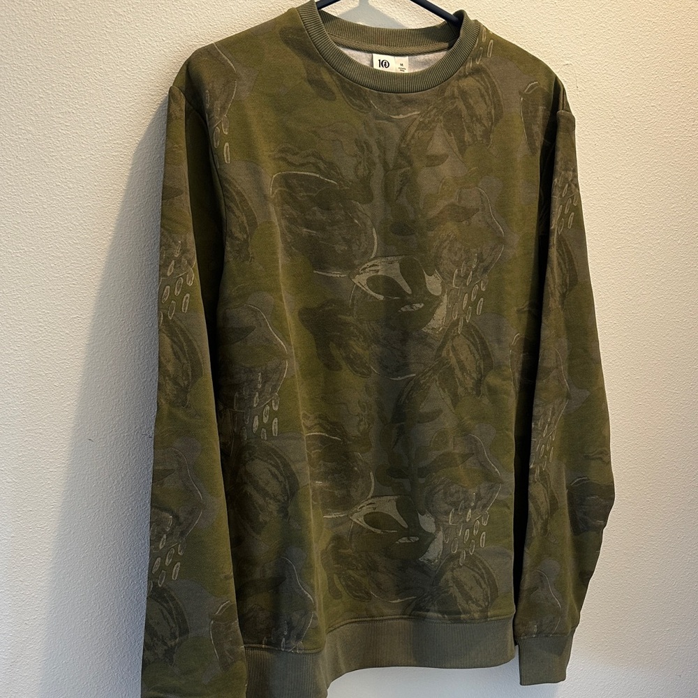 tentree Olive Camouflage Crewneck Sweater